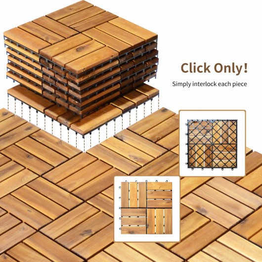 27 Pieces Acacia Wood Interlocking Patio Deck Tile - Image 4