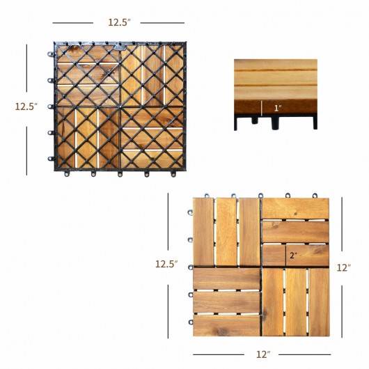 27 Pieces Acacia Wood Interlocking Patio Deck Tile - Image 3