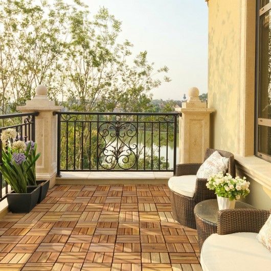 27 Pieces Acacia Wood Interlocking Patio Deck Tile - Image 2