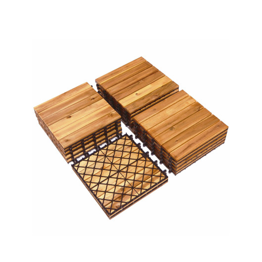 27 Pieces Acacia Wood Interlocking Patio Deck Tile - Image 6