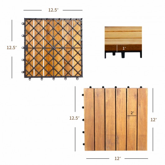 27 Pieces Acacia Wood Interlocking Patio Deck Tile - Image 4