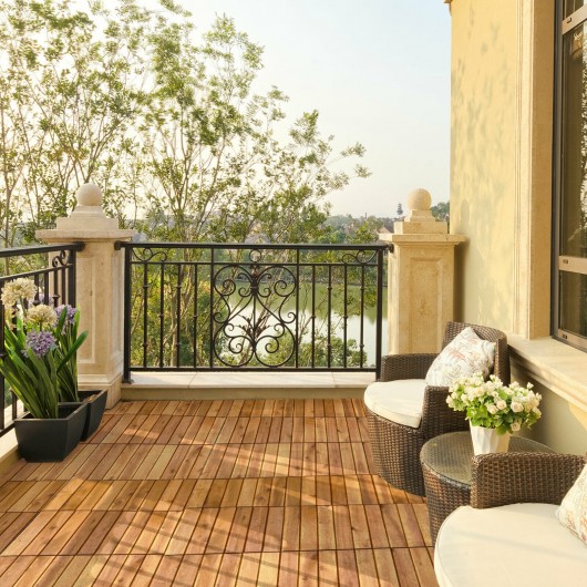 27 Pieces Acacia Wood Interlocking Patio Deck Tile - Image 2