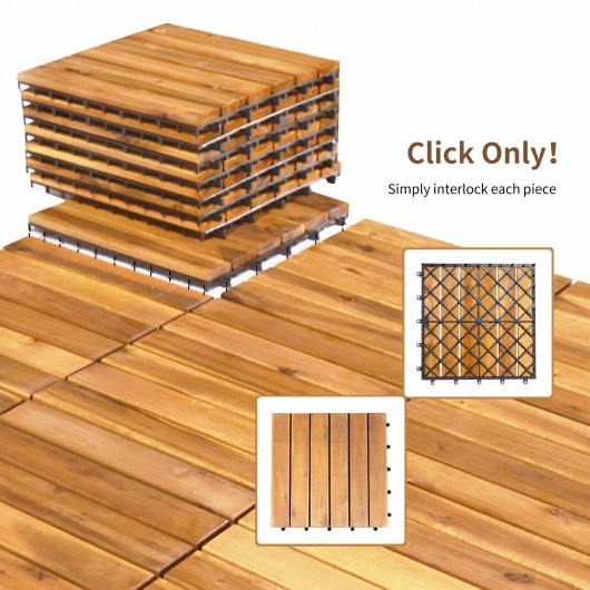 27 Pieces Acacia Wood Interlocking Patio Deck Tile - Image 5