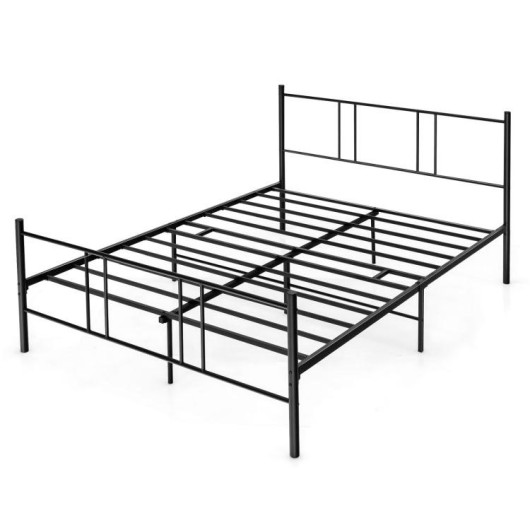 Full-Queen Size Platform Bed Frame with High Headboard-Queen Size