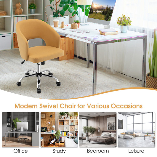Upholstered Swivel Office Chair with Hollow Out Back - Image 5