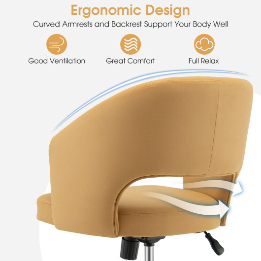 Upholstered Swivel Office Chair with Hollow Out Back - Image 4