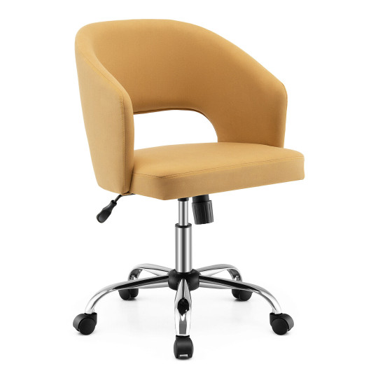Upholstered Swivel Office Chair with Hollow Out Back - Image 3