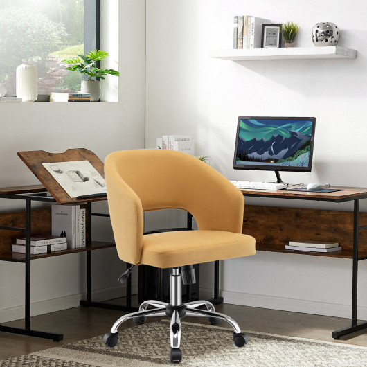 Upholstered Swivel Office Chair with Hollow Out Back - Image 2