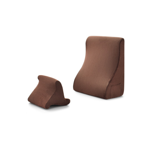 Bed Wedge Pillow with Tablet Pillow Stand and Side Pockets-Brown