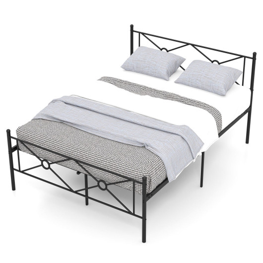 Full-Queen Size Metal Platform Bed Frame with Headboard and Footboard-Full Size