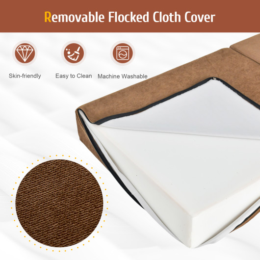 Tri-Fold Folding Chair Convertible Sleeper Bed-Brown - Image 6