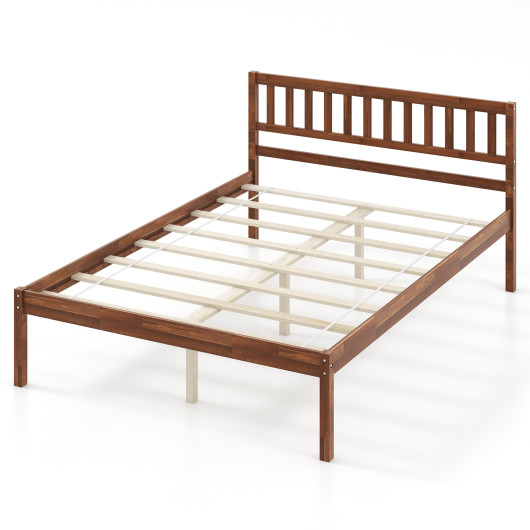Twin-Full-Queen Size Wood Bed Frame with Headboard and Slat Support-Full Size