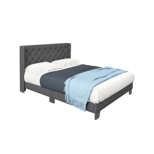 Twin-Full-Queen Size Upholstered Platform Bed with Button Tufted Headboard-Queen Size