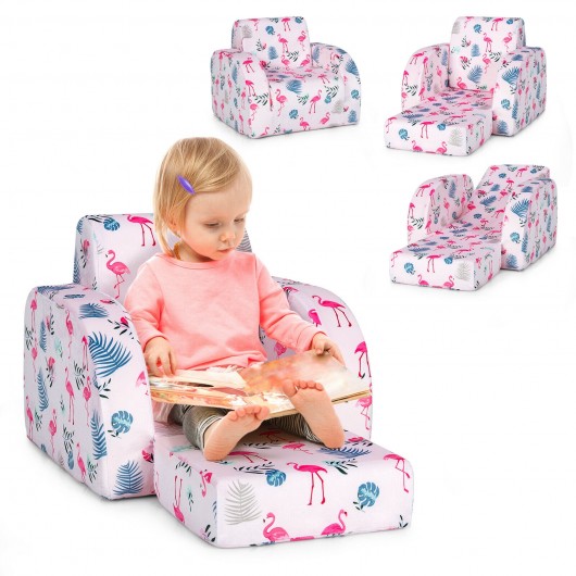 3-in-1 Convertible Kid Sofa Bed Flip-Out Chair Lounger for Toddler-Pink - Image 6