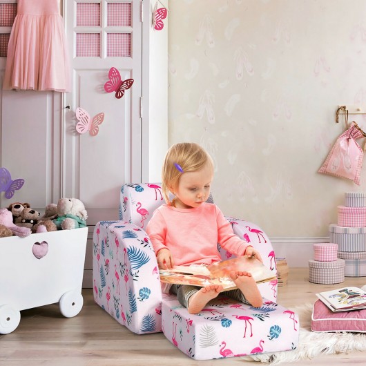 3-in-1 Convertible Kid Sofa Bed Flip-Out Chair Lounger for Toddler-Pink - Image 5