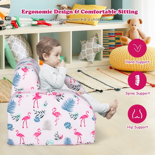 3-in-1 Convertible Kid Sofa Bed Flip-Out Chair Lounger for Toddler-Pink - Image 2