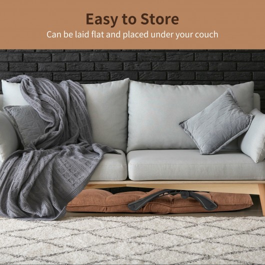 14-Position Adjusting Lazy Sofa Chair with Waist Pillow and Armrests-Coffee - Image 6