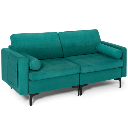 Modular 1-2-3-4-Seat L-Shaped Sectional Sofa Couch with Socket USB Port-2-Seat