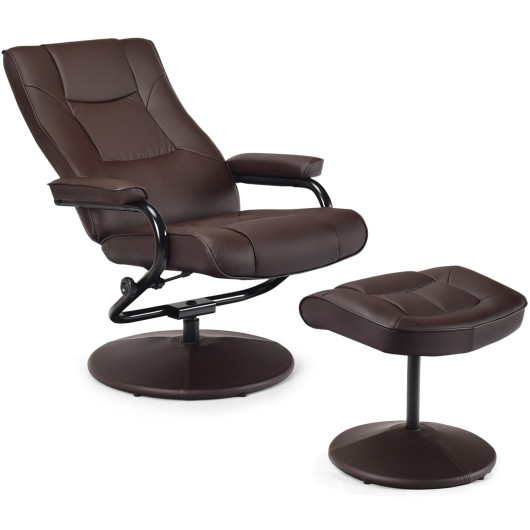 Swivel Lounge Chair Recliner with Ottoman-Brown