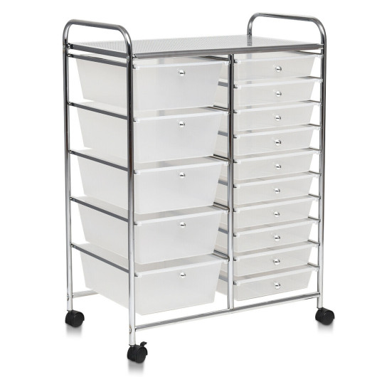 15 Drawers Rolling Storage Cart Organizer-clear - Image 5