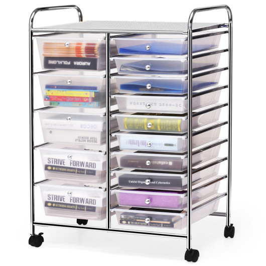 15 Drawers Rolling Storage Cart Organizer-clear - Image 6