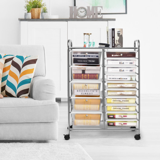 15 Drawers Rolling Storage Cart Organizer-clear - Image 3
