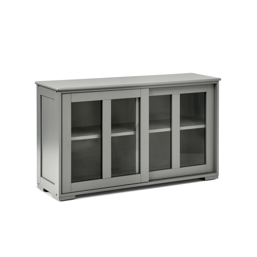 Sideboard Buffet Cupboard Storage Cabinet with Sliding Door-Gray - Image 6