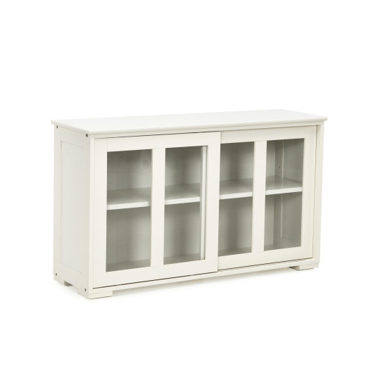 Sideboard Buffet Cupboard Storage Cabinet with Sliding Door-Cream White - Image 6