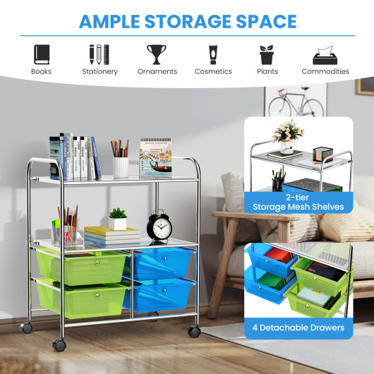 4 Drawers Rolling Storage Cart - Image 5