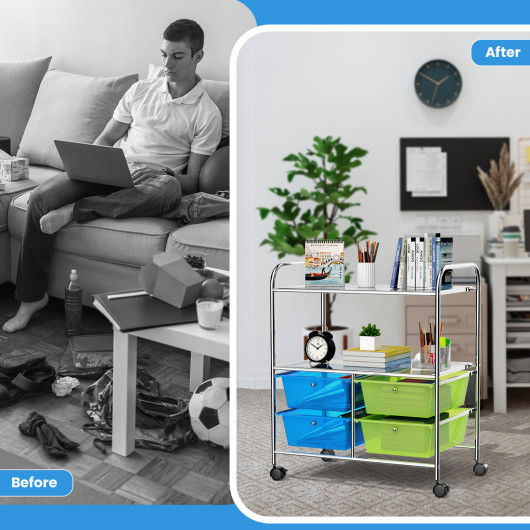4 Drawers Rolling Storage Cart - Image 6