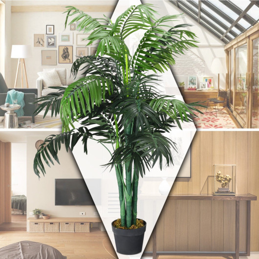 3.5 Feet Artificial Areca Palm Decorative Silk Tree with Basket - Image 3