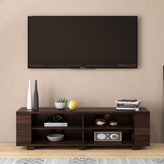 59 Inch Console Storage Entertainment Media Wood TV Stand-Walnut - Image 4