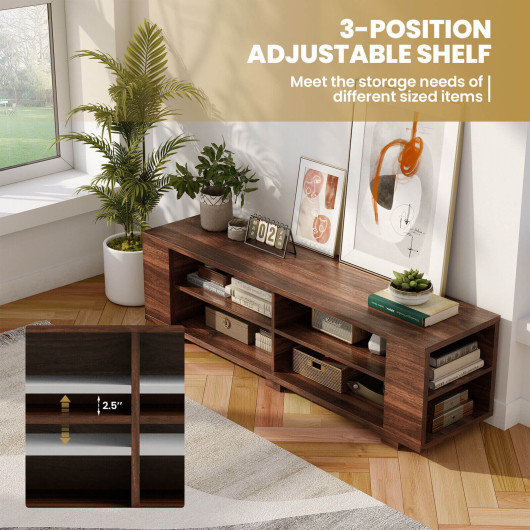 59 Inch Console Storage Entertainment Media Wood TV Stand-Walnut - Image 3