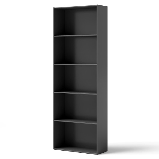 5-Shelf Storage Bookcase Modern Multi-Functional Display Cabinet Furniture-Black - Image 2