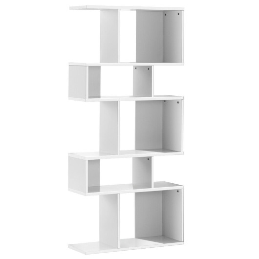 5 Cubes Ladder Shelf Corner Bookshelf Display Rack Bookcase-White - Image 4