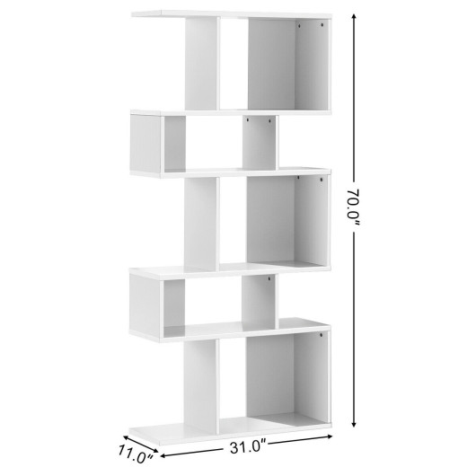 5 Cubes Ladder Shelf Corner Bookshelf Display Rack Bookcase-White - Image 2