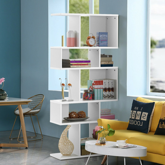 5 Cubes Ladder Shelf Corner Bookshelf Display Rack Bookcase-White - Image 5