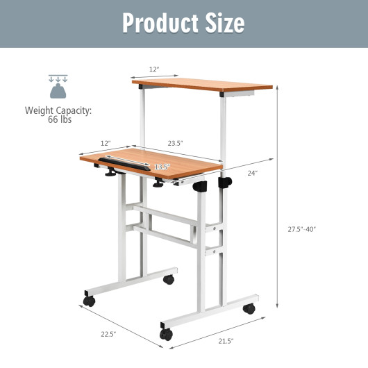 2 in 1 Height Adjustable Sit Standing Computer Desk - Image 6