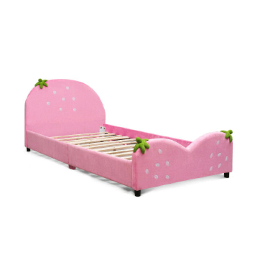 Kids Children Upholstered Berry Pattern Toddler Bed - Image 6