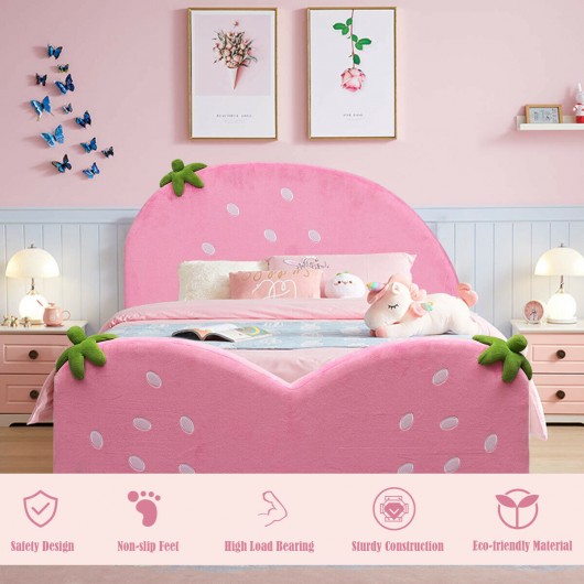Kids Children Upholstered Berry Pattern Toddler Bed - Image 3