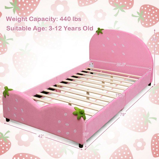 Kids Children Upholstered Berry Pattern Toddler Bed - Image 4