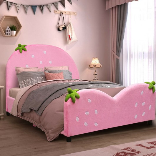 Kids Children Upholstered Berry Pattern Toddler Bed - Image 2
