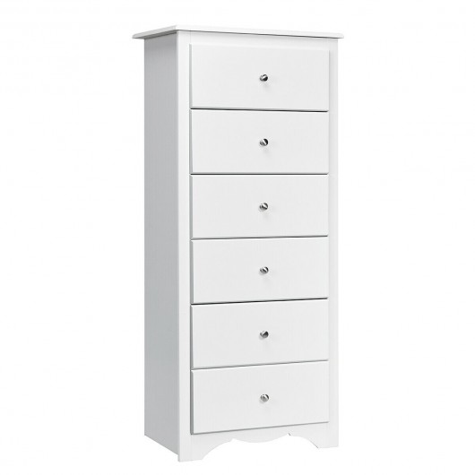 6 Drawers Chest Dresser Clothes Storage Bedroom Furniture Cabinet-White
