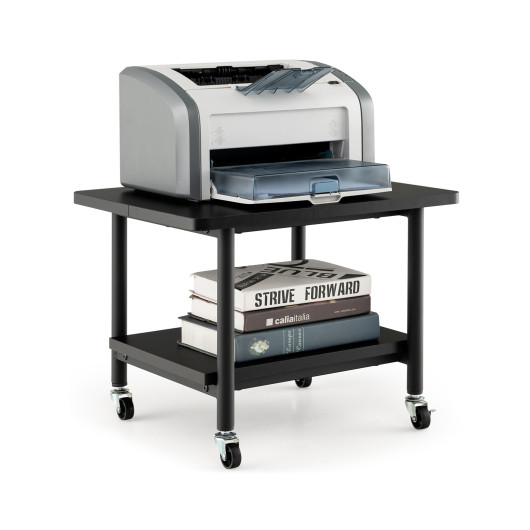 Under Desk Printer Stand with 4 Wheels and Locking Mechanism-Black - Image 2