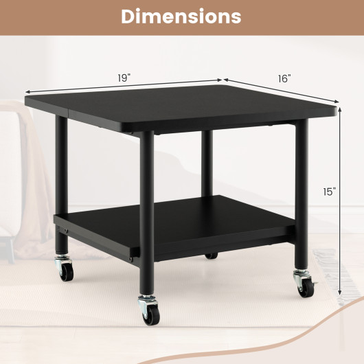 Under Desk Printer Stand with 4 Wheels and Locking Mechanism-Black - Image 3