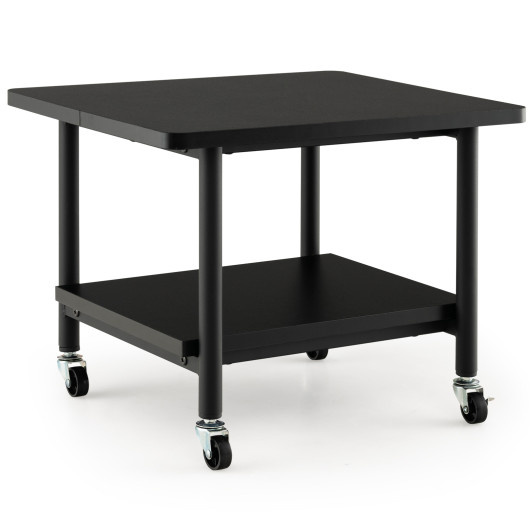 Under Desk Printer Stand with 4 Wheels and Locking Mechanism-Black - Image 4