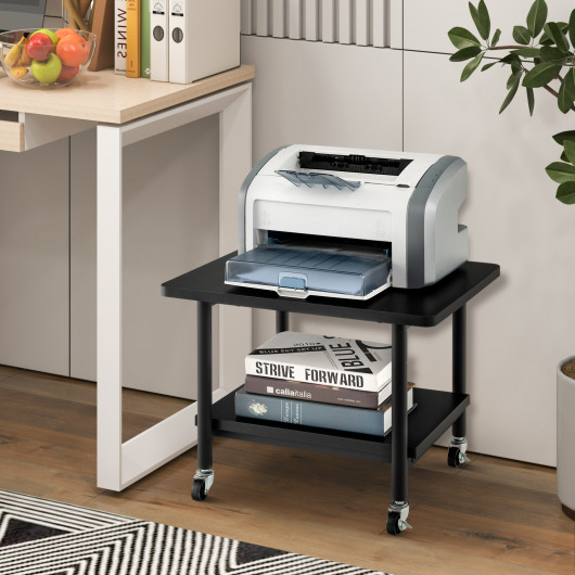 Under Desk Printer Stand with 4 Wheels and Locking Mechanism-Black - Image 5