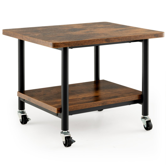 Under Desk Printer Stand with 360 Swivel Casters-Brown - Image 6