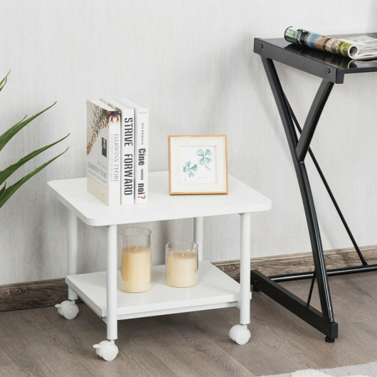 Under Desk Printer Stand with 360 Swivel Casters-White - Image 2
