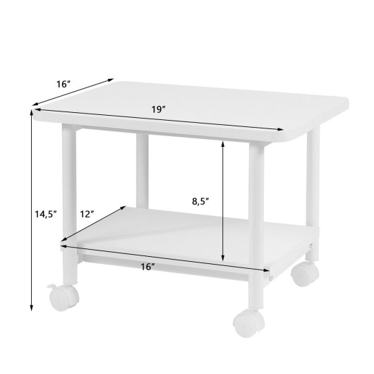 Under Desk Printer Stand with 360 Swivel Casters-White - Image 6